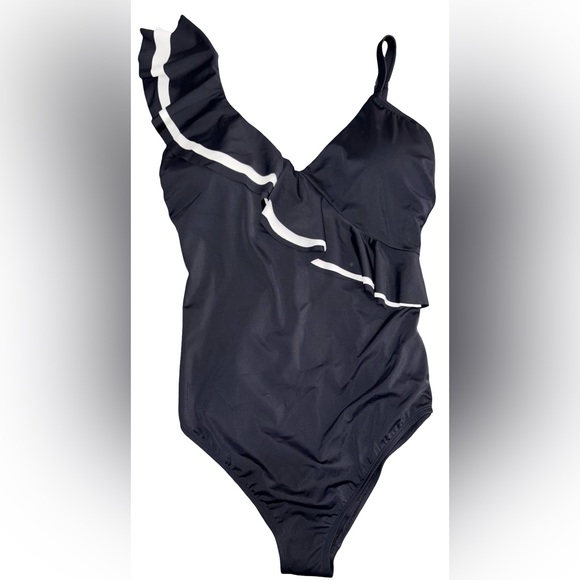sofia by sofia vergara Other - Sofia Vergara One Shoulder Ruffle Swimsuit Black White 1X NWOT